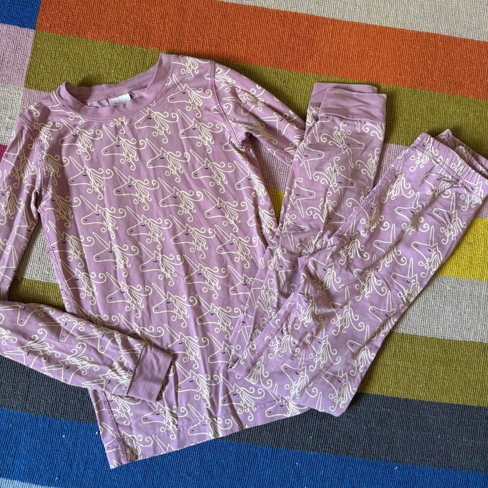 Hanna Andersson Unicorn Pajama Set Girls 10 Purple TENCEL Lyocell 2 Piece PJs